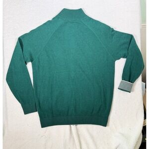 Fusaro Antonio Wool Cashmere Full Zip Sweater Green Men's Large Mock Neck